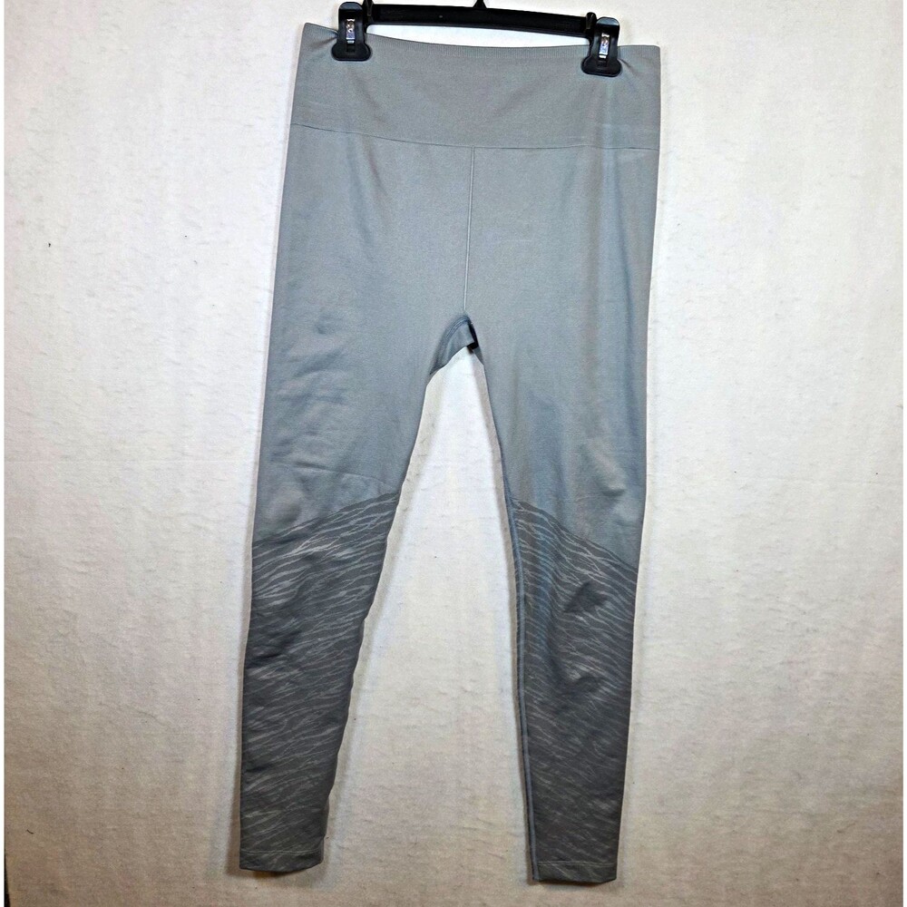 Fabletics Gray Animal Print Logo High Rise Stretch Ankle Leggings L 28in